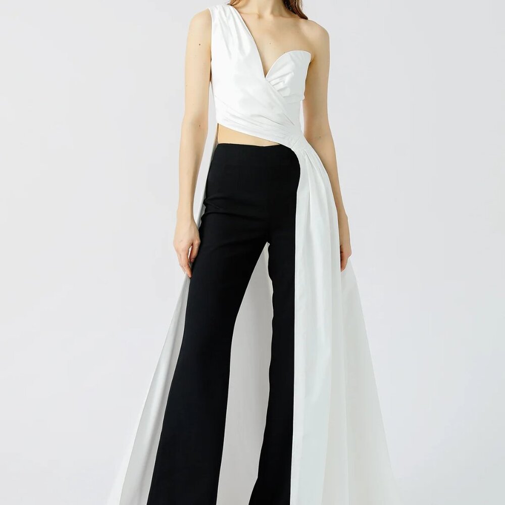 NWT Sau Lee Thalia Dramatic High-Low Asymmetric Sweetheart Trailed Crop …